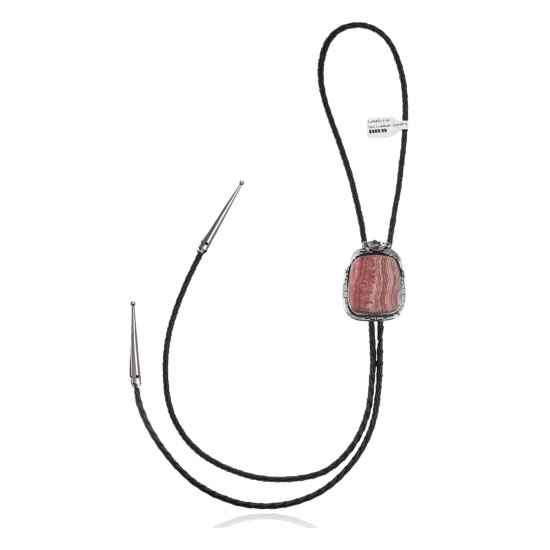Flower .925 Sterling Silver Certified Authentic Handmade Navajo Native American Rhodochrosite Bolo Tie 34296 Flower .925 Sterling Silver Certified Authentic Handmade Navajo Native American Rhodochrosite Bolo Tie 34296