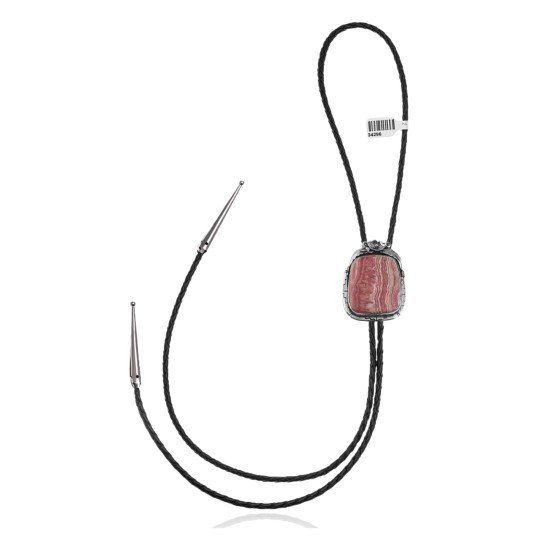 Flower .925 Sterling Silver Certified Authentic Handmade Navajo Native American Rhodochrosite Bolo Tie 34296 Flower .925 Sterling Silver Certified Authentic Handmade Navajo Native American Rhodochrosite Bolo Tie 34296