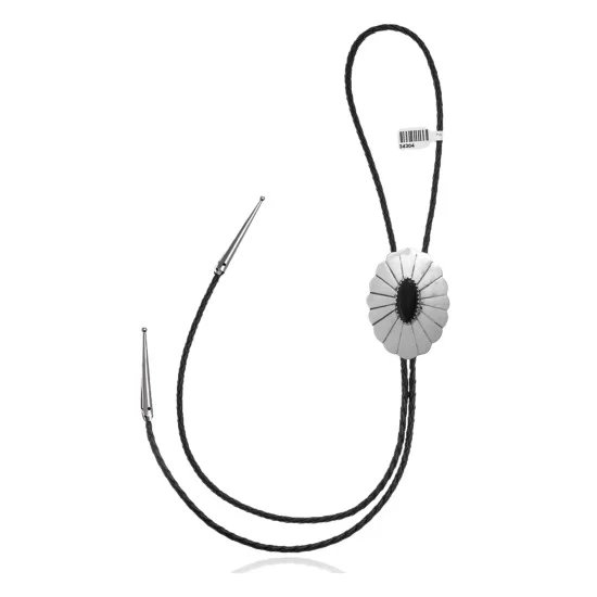 Sun .925 Sterling Silver Certified Authentic Handmade Navajo Native American Black Onyx Bolo Tie 34304 Sun .925 Sterling Silver Certified Authentic Handmade Navajo Native American Black Onyx Bolo Tie 34304