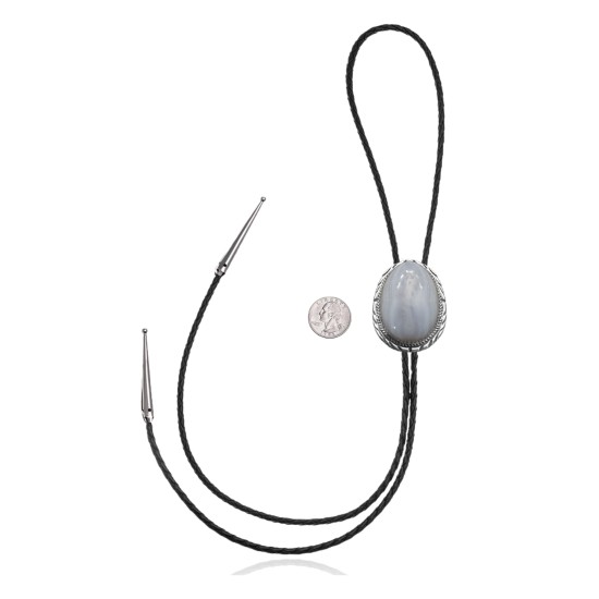 Handmade Certified Authentic Navajo .925 Sterling Silver Native American Agate Bolo Tie 34305 All Products NB180620190718 34305 (by LomaSiiva)