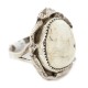 Handmade Certified Authentic Navajo .925 Sterling Silver Natural White Buffalo Native American Ring 18297-2