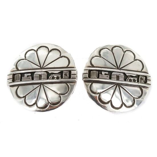 .925 Sterling Silver Certified Authentic Hopi Story Teller Native American Stud Earrings 13185 All Products NB160602233056 13185 (by LomaSiiva)