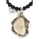 .925 Sterling Silver Certified Authentic Navajo Natural White Buffalo Black Onyx Native American Necklace 18301-15786