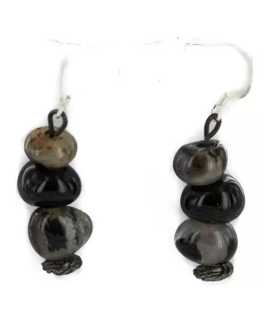 .925 Sterling Silver Hooks Certified Authentic Navajo Natural Agate Native American Dangle Earrings 18296 .925 Sterling Silver Hooks Certified Authentic Navajo Natural Agate Native American Dangle Earrings 18296