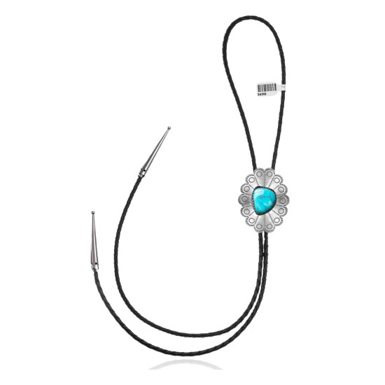 Sun .925 Sterling Silver Certified Authentic Handmade Navajo Native American Natural Turquoise Bolo Tie 34310 All Products NB180620190722 34310 (by LomaSiiva)