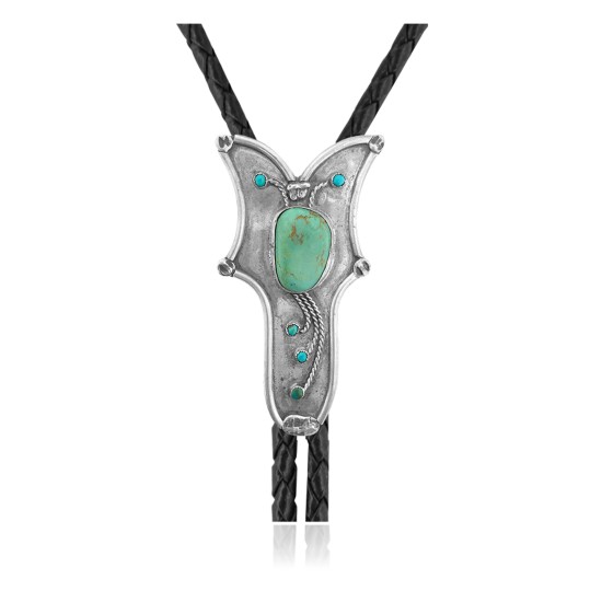 Butterfly .925 Sterling Silver Certified Authentic Handmade Navajo Native American Natural Turquoise Bolo Tie 34317 All Products NB180620190729 34317 (by LomaSiiva)