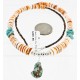 Certified Authentic Navajo .925 Sterling Silver Turquoise Turquoise Spiny Oyster and Graduated Heishi Native American Necklace 16061