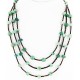 Certified Authentic 3 Strand Navajo .925 Sterling Silver Jade Turquoise Native American Necklace 16064