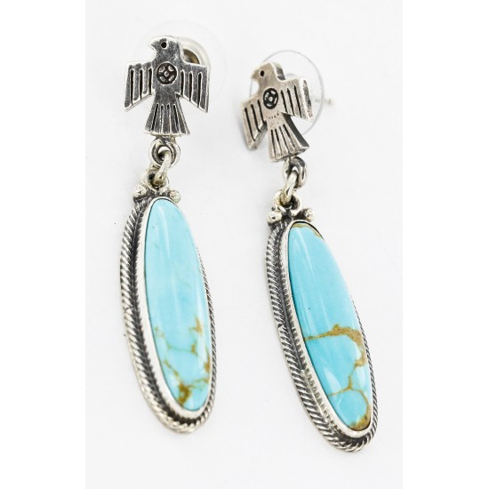 Certified Authentic Eagle Handmade Navajo .925 Sterling Silver Dangle Native American Earrings Natural Turquoise 27173 Certified Authentic Eagle Handmade Navajo .925 Sterling Silver Dangle Native American Earrings Natural Turquoise 27173