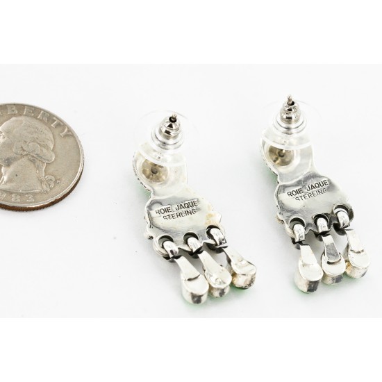 Certified Authentic Handmade Navajo .925 Sterling Silver Dangle Native American Earrings Natural Gaspeite 27166-4 Certified Authentic Handmade Navajo .925 Sterling Silver Dangle Native American Earrings Natural Gaspeite 27166-4