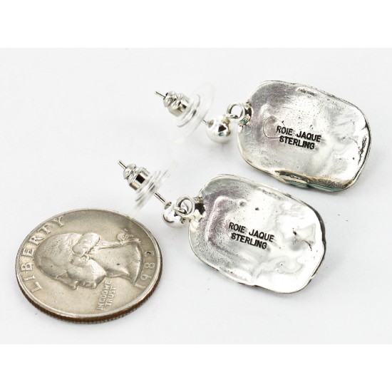 Certified Authentic Handmade Navajo .925 Sterling Silver Dangle Native American Earrings Natural Turquoise 27167-3 Certified Authentic Handmade Navajo .925 Sterling Silver Dangle Native American Earrings Natural Turquoise 27167-3