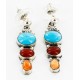 Certified Authentic Handmade Navajo .925 Sterling Silver Dangle Natural Turquoise Coral Spiny Oyster Native American Earrings 27165-1