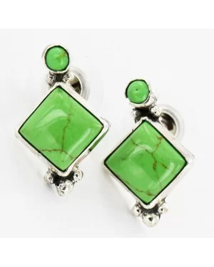 Certified Authentic Handmade Navajo .925 Sterling Silver Stud Native American Earrings Natural Gaspeite 27167-7 Certified Authentic Handmade Navajo .925 Sterling Silver Stud Native American Earrings Natural Gaspeite 27167-7