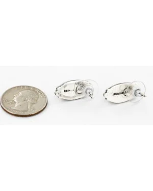 Certified Authentic Handmade Navajo .925 Sterling Silver Stud Native American Earrings Natural Turquoise 27168-2 Certified Authentic Handmade Navajo .925 Sterling Silver Stud Native American Earrings Natural Turquoise 27168-2