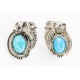 Certified Authentic Handmade Navajo .925 Sterling Silver Stud Native American Earrings Natural Turquoise 27169-1