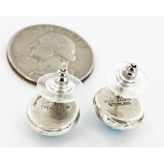Certified Authentic Handmade Navajo .925 Sterling Silver Stud Native American Earrings Natural Turquoise 27169-2 Certified Authentic Handmade Navajo .925 Sterling Silver Stud Native American Earrings Natural Turquoise 27169-2
