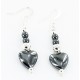 Certified Authentic Heart Navajo .925 Sterling Silver Hooks Natural Hematite Native American Earrings 18097-6