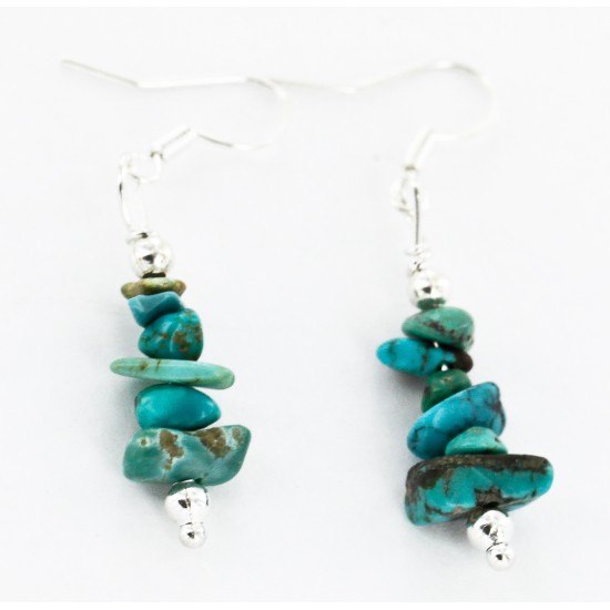 Certified Authentic Navajo .925 Sterling Silver Hooks Natural Turquoise Native American Earrings 18097-4 Certified Authentic Navajo .925 Sterling Silver Hooks Natural Turquoise Native American Earrings 18097-4