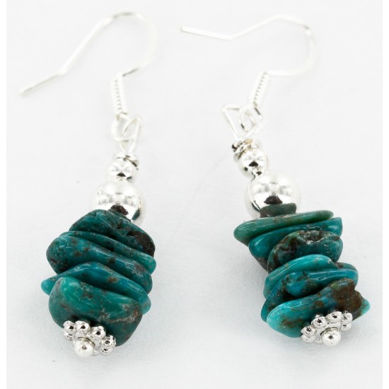 Certified Authentic Navajo .925 Sterling Silver Hooks Natural Turquoise Native American Earrings 18097-7 Certified Authentic Navajo .925 Sterling Silver Hooks Natural Turquoise Native American Earrings 18097-7