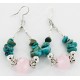 Certified Authentic Navajo .925 Sterling Silver Hooks Natural Turquoise Pink Quartz Native American Earrings 18098-3