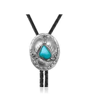 Leaf .925 Sterling Silver Certified Authentic Handmade Navajo Native American Natural Turquoise Bolo Tie 34339 Leaf .925 Sterling Silver Certified Authentic Handmade Navajo Native American Natural Turquoise Bolo Tie 34339