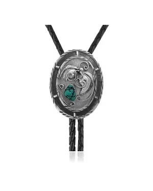 Leaf .925 Sterling Silver Certified Authentic Handmade Navajo Native American Natural Turquoise Bolo Tie 34342 Leaf .925 Sterling Silver Certified Authentic Handmade Navajo Native American Natural Turquoise Bolo Tie 34342