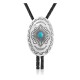 Sun .925 Sterling Silver Certified Authentic Handmade Navajo Native American Natural Turquoise Bolo Tie 34343