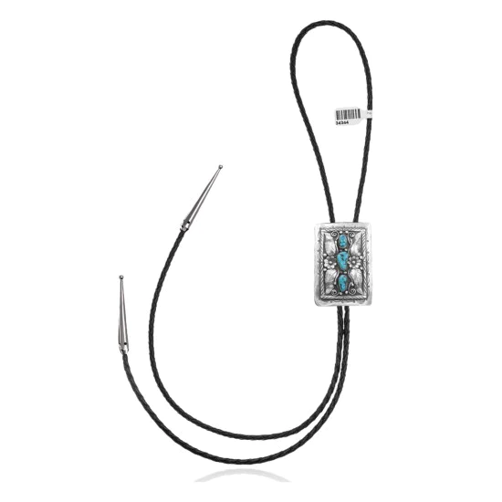 Flower Leaf .925 Sterling Silver Certified Authentic Handmade Navajo Native American Natural Turquoise Bolo Tie 34344 Flower Leaf .925 Sterling Silver Certified Authentic Handmade Navajo Native American Natural Turquoise Bolo Tie 34344