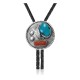 Leaf .925 Sterling Silver Certified Authentic Handmade Navajo Native American Natural Turquoise Coral Bolo Tie 34351