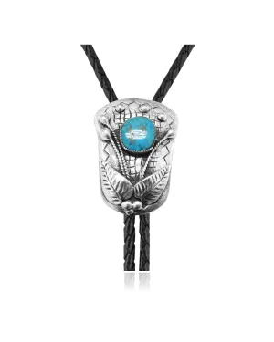 Leaf .925 Sterling Silver Certified Authentic Handmade Navajo Native American Natural Turquoise Bolo Tie 34355 Leaf .925 Sterling Silver Certified Authentic Handmade Navajo Native American Natural Turquoise Bolo Tie 34355