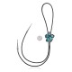 Flower .925 Sterling Silver Certified Authentic Handmade Navajo Native American Natural Turquoise Bolo Tie 34356