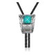 Wave .925 Sterling Silver Certified Authentic Handmade Navajo Native American Natural Turquoise Bolo Tie 34361