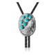 Flower Leaf .925 Sterling Silver Certified Authentic Handmade Navajo Native American Natural Turquoise Bolo Tie 34368
