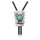 Leaf Mountain .925 Sterling Silver Certified Authentic Handmade Navajo Native American Natural Turquoise Bolo Tie 34371