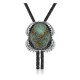 Leaf .925 Sterling Silver Certified Authentic Handmade Navajo Native American Natural Turquoise Bolo Tie 34376
