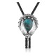 Leaf .925 Sterling Silver Certified Authentic Handmade Navajo Native American Natural Turquoise Bolo Tie 34378