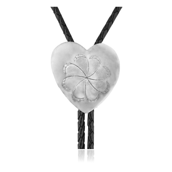 Heart .925 Sterling Silver Certified Authentic Handmade Navajo Native American Bolo Tie 34300
