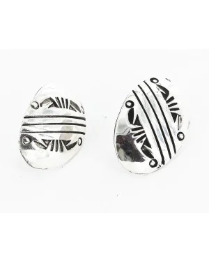 .925 Sterling Silver Handmade Certified Authentic Navajo Stud Native American Earrings 27175-3 .925 Sterling Silver Handmade Certified Authentic Navajo Stud Native American Earrings 27175-3
