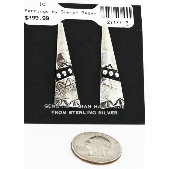 .925 Sterling Silver Handmade Certified Authentic Navajo Stud Native American Earrings 27177-2 .925 Sterling Silver Handmade Certified Authentic Navajo Stud Native American Earrings 27177-2