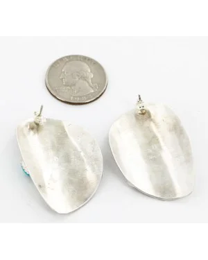 .925 Sterling Silver Handmade KOKOPELI Certified Authentic Navajo Natural Turquoise Stud Native American Earrings 27174-2 .925 Sterling Silver Handmade KOKOPELI Certified Authentic Navajo Natural Turquoise Stud Native American Earrings 27174-2