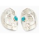 .925 Sterling Silver Handmade KOKOPELI Certified Authentic Navajo Natural Turquoise Stud Native American Earrings 27174-2 All Products 27174-2 27174-2 (by LomaSiiva)