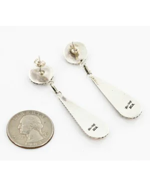 Certified Authentic Handmade Navajo .925 Sterling Silver Dangle Native American Earrings Natural Turquoise Spiny Oyster 17338 Certified Authentic Handmade Navajo .925 Sterling Silver Dangle Native American Earrings Natural Turquoise Spiny Oyster 17338