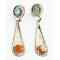 Certified Authentic Handmade Navajo .925 Sterling Silver Dangle Native American Earrings Natural Turquoise Spiny Oyster 17338