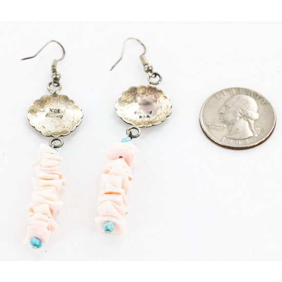 Certified Authentic Handmade Navajo .925 Sterling Silver Dangle Native American Earrings Natural Turquoise Spiny Oyster 18032-2 Certified Authentic Handmade Navajo .925 Sterling Silver Dangle Native American Earrings Natural Turquoise Spiny Oyster 18032-2