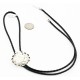 Handmade Certified Authentic Navajo .925 Sterling Silver Natural White Buffalo Native American Bolo Tie  24408-2