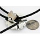 Handmade Certified Authentic Navajo .925 Sterling Silver Natural White Buffalo Native American Bolo Tie  24408-2