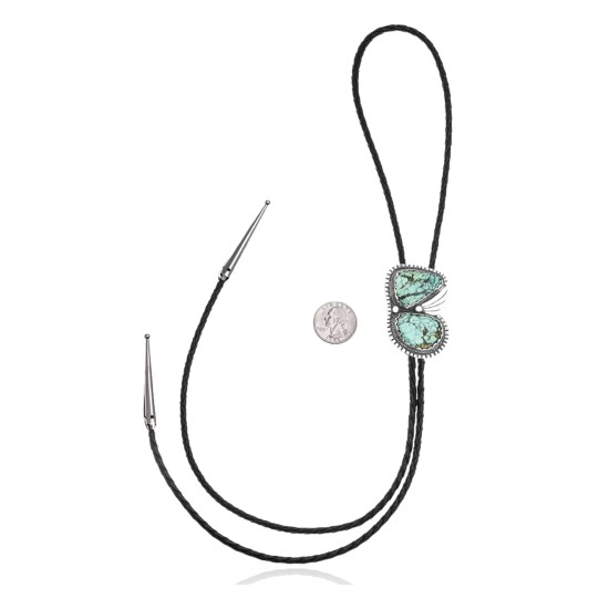 Wave .925 Sterling Silver Certified Authentic Handmade Navajo Native American Natural Turquoise Bolo Tie 34393 All Products NB180620190798 34393 (by LomaSiiva)