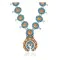 Squash Blossom .925 Sterling Silver Certified Authentic Navajo Native American Natural Turquoise Coral Necklace 35109