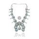 Squash Blossom .925 Sterling Silver Certified Authentic Navajo Native American Natural Turquoise Necklace 35114