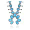 Squash Blossom .925 Sterling Silver Certified Authentic Navajo Native American Natural Turquoise Necklace 35115